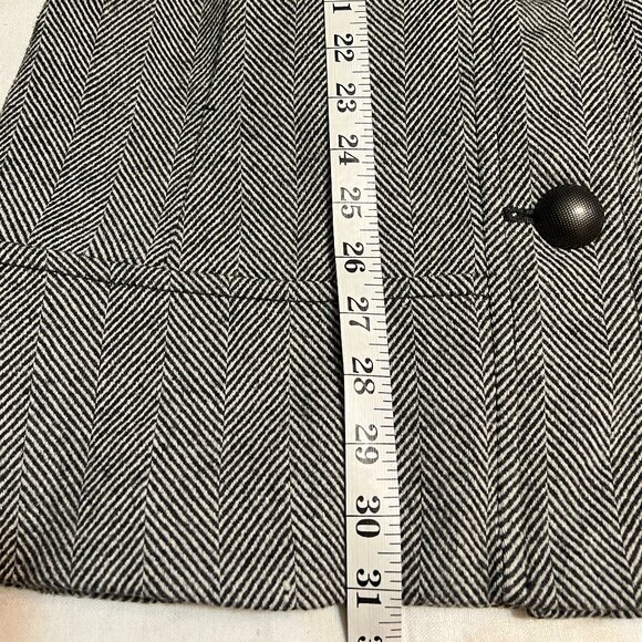 Esprit Women’s M Wool Blend Herringbone Coat Faux Fur Hood Button Front Winter - Picture 12 of 15